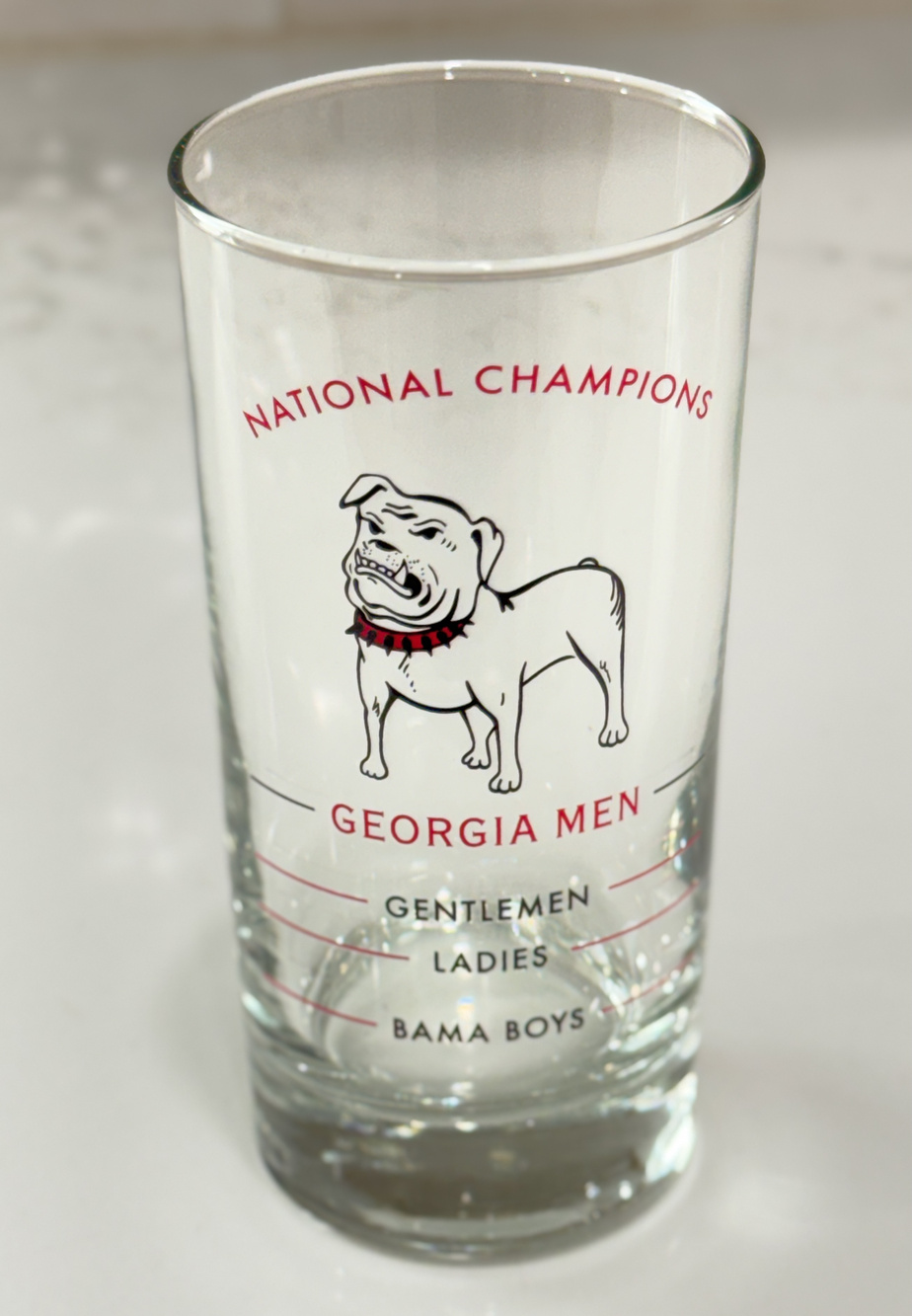 Georgia Bulldogs UGA National Champions Humor Pour Line Highball Glass NO Bama